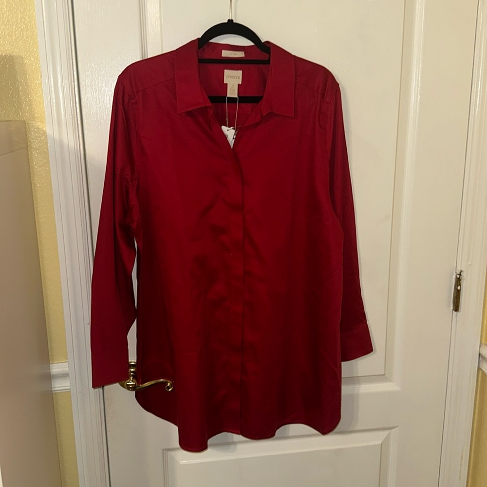 NWT Chicos No Iron Cotton Button Down